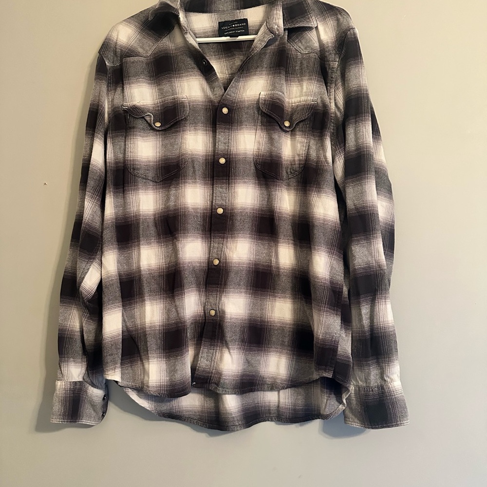 Lucky Brand Black and White Plaid Shirt